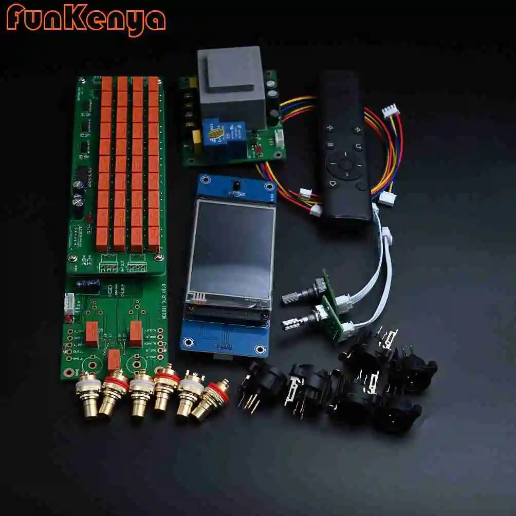 DIY 밸런스 볼륨 조절 3.5 컬러 스크린 1024 릴레이, 원격 제어 XLR RCA, 4 인 2 웨이 아웃