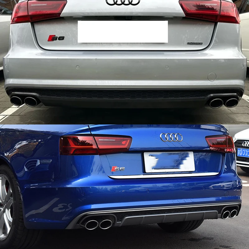 2016-2018 아우디 A6 A7 배기 개조 S6 S7 스테인리스 스틸 쿼드 블랙 머플러 노즐 팁 배기구