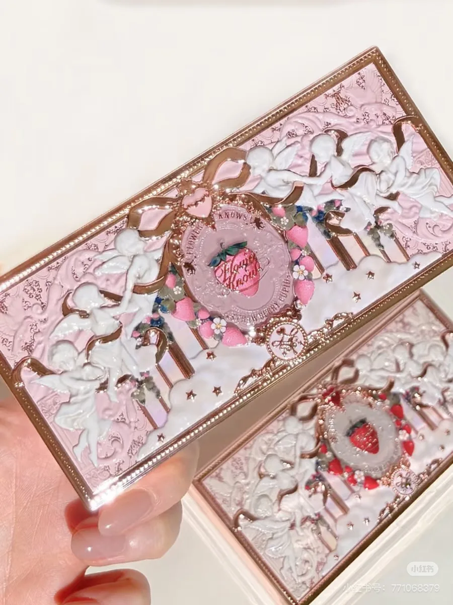 Eye Makeup Set Flower Knows Strawberry Cupid Series Pearlescent Matte 7 Color Eyeshadow Face Comprehensive Tray Blush Eyeshadow Highlights