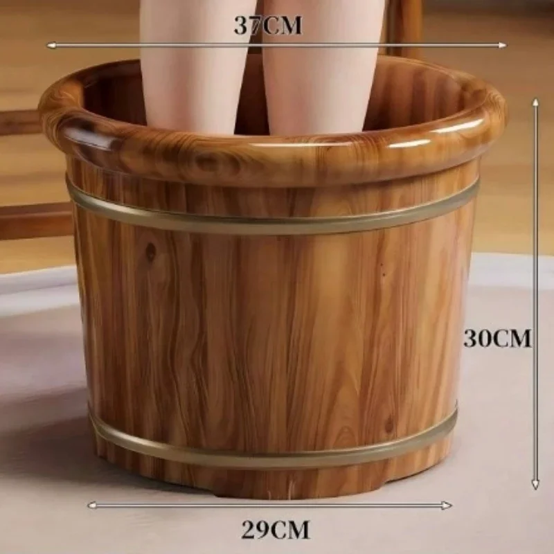 1PC Covered health foot bath tub carbonized foot bath tub household foot basin thickened solid wood with acupoints foot bath tub
