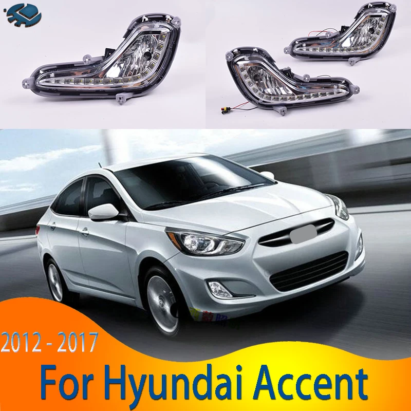 

2 pcs Daytime LED Driving Light For Hyundai Accent 2012 - 2017 DRL 6000K Fog Lights White Day Light