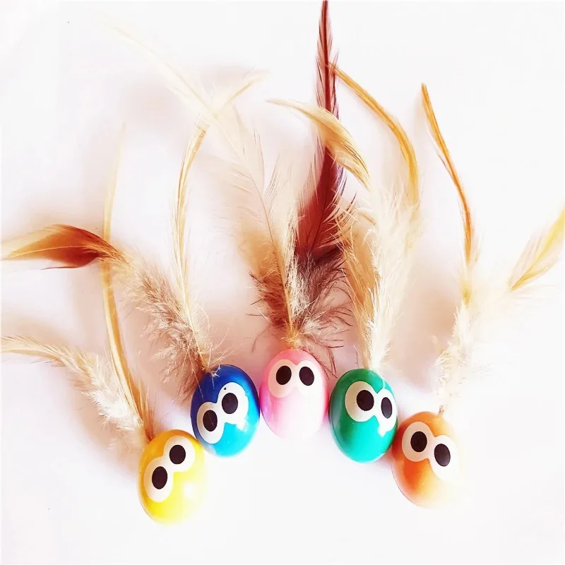 3/5 Pack Cat Toy Balls with Feather Tails - Stimulate Instinctive Play, Enhance Pet - Owner Bond