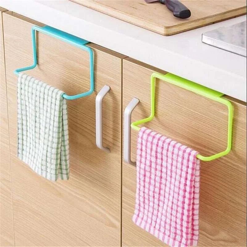 Multi-purpose Kitchen Cabinet Door Back Plastic Towel Holder Dishcloth Hanger Rack towel rack towel holder