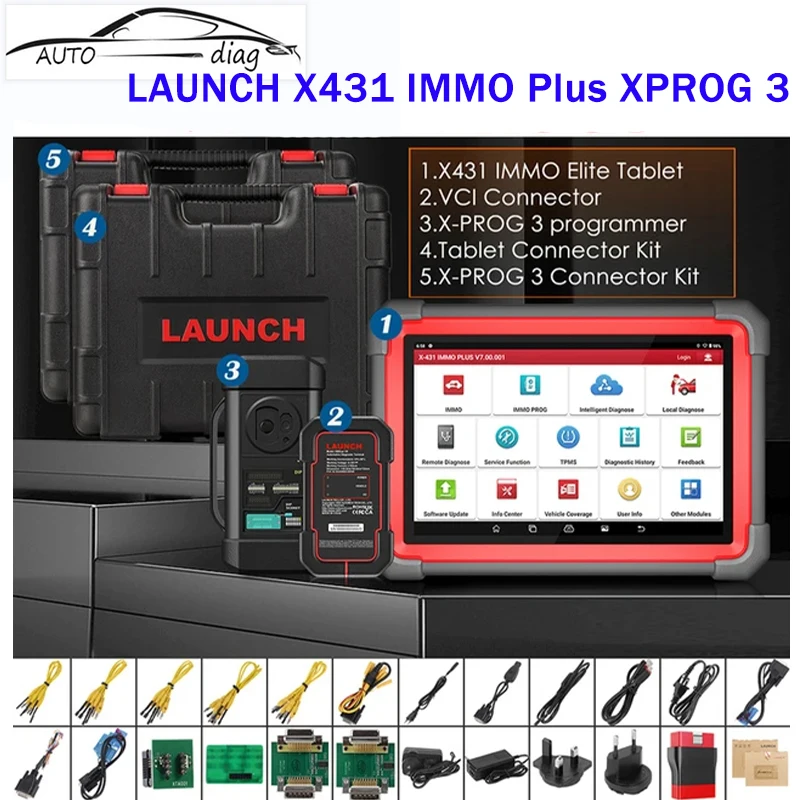 2024 Launch X431 Immo Plus Xprog 3 Key Programmer Programmazione Antifurto Adattatore Mcu3 Tutte Le Chiavi Lost Ecu Tcu Lettura Scanner Obd