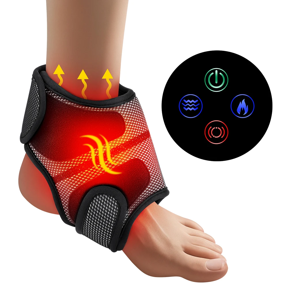 Smart Ankle Foot Massager Brace Air Compression Vibration Hot Compress Left and Right Ankle Support Heating Pad