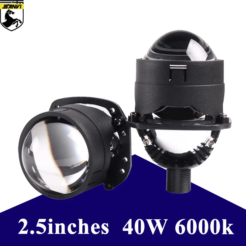 Sanvi S8 2 5 дюймов 12 В 40 Вт 6000K автомобильный Bi LED Len проектор Galss фары ангельские глазки