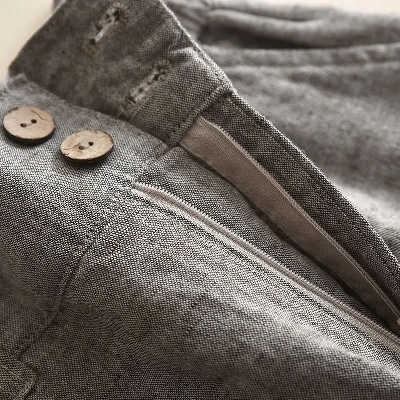 Pantalones holgados de pierna ancha para mujer, ropa básica informal de lino liso, elástica, de cintura alta, hasta el t