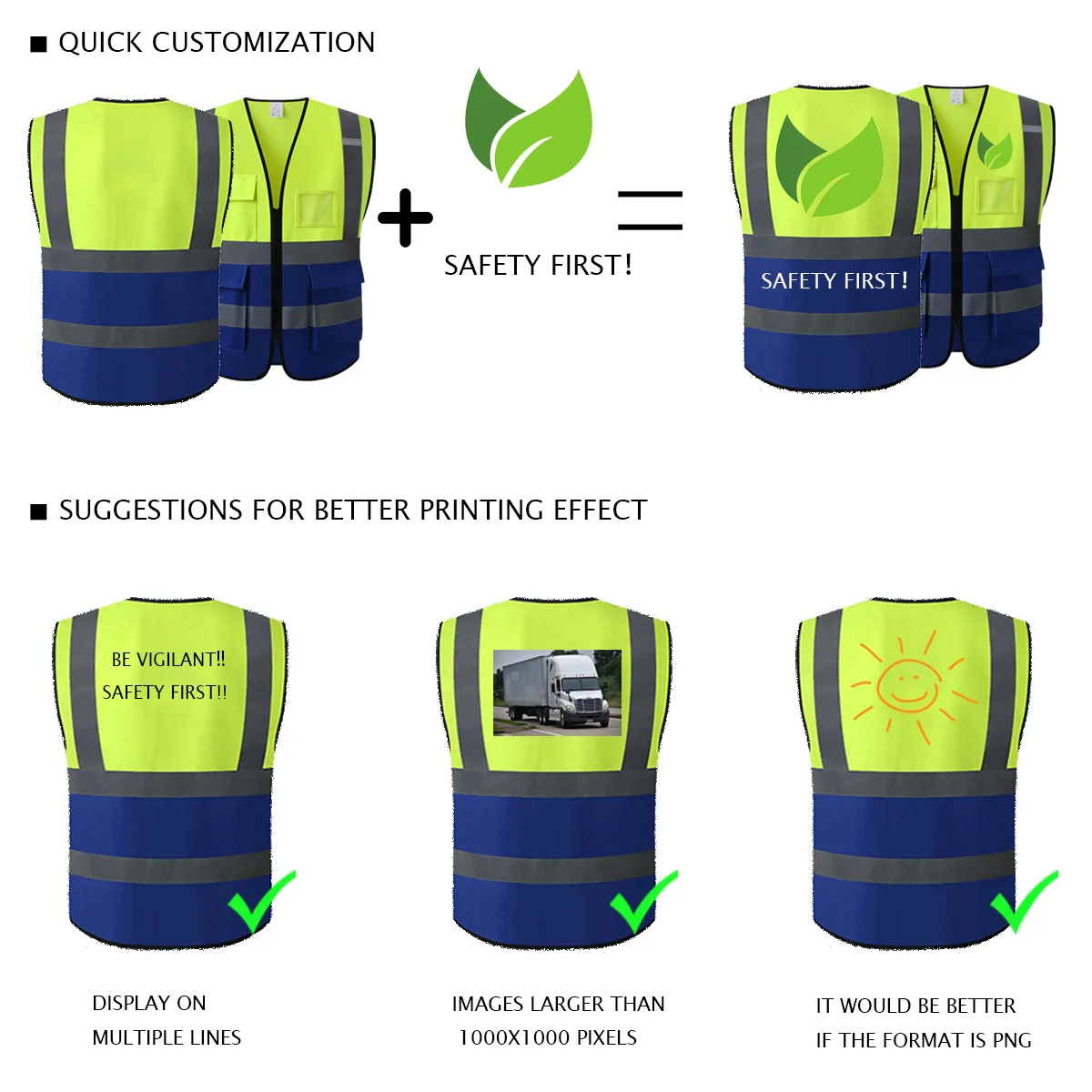 Safety Vest High Visibility Reflective Night Construction Work Security Adults Unisex Zipper and 5 Pockets Traffic Workwear