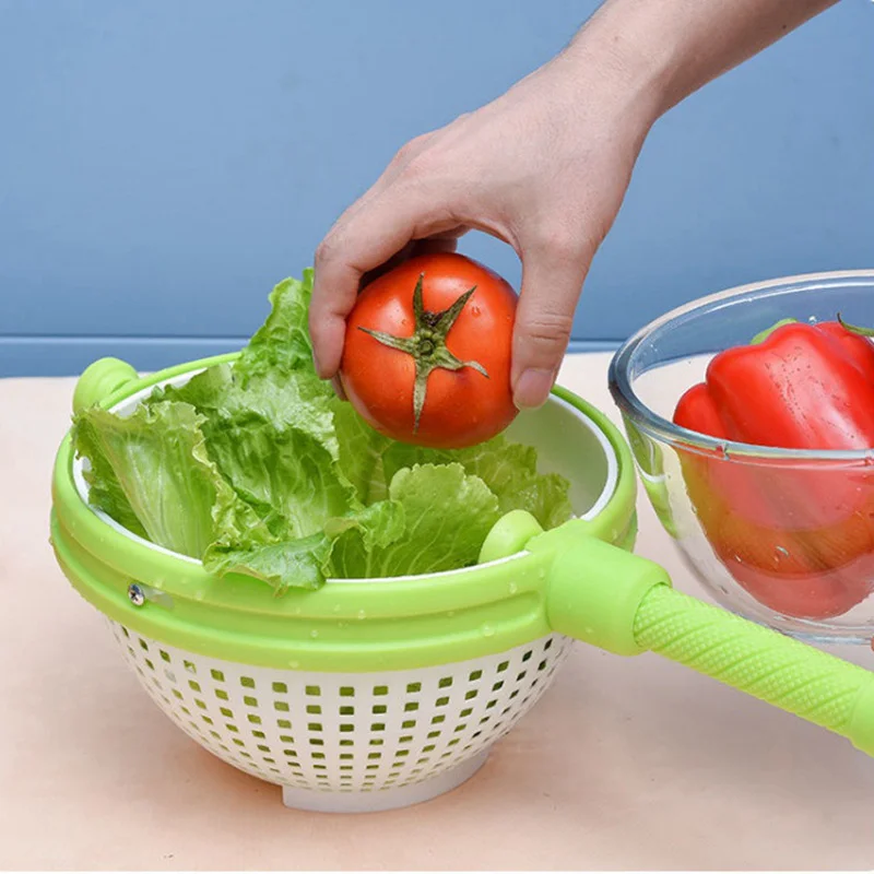Salad Rotary Draining Basket Kitchen Vegetable and Fruit Drying Cleaning Centrifugal Dehydrator kitchen gadgets kitchen drainage basket