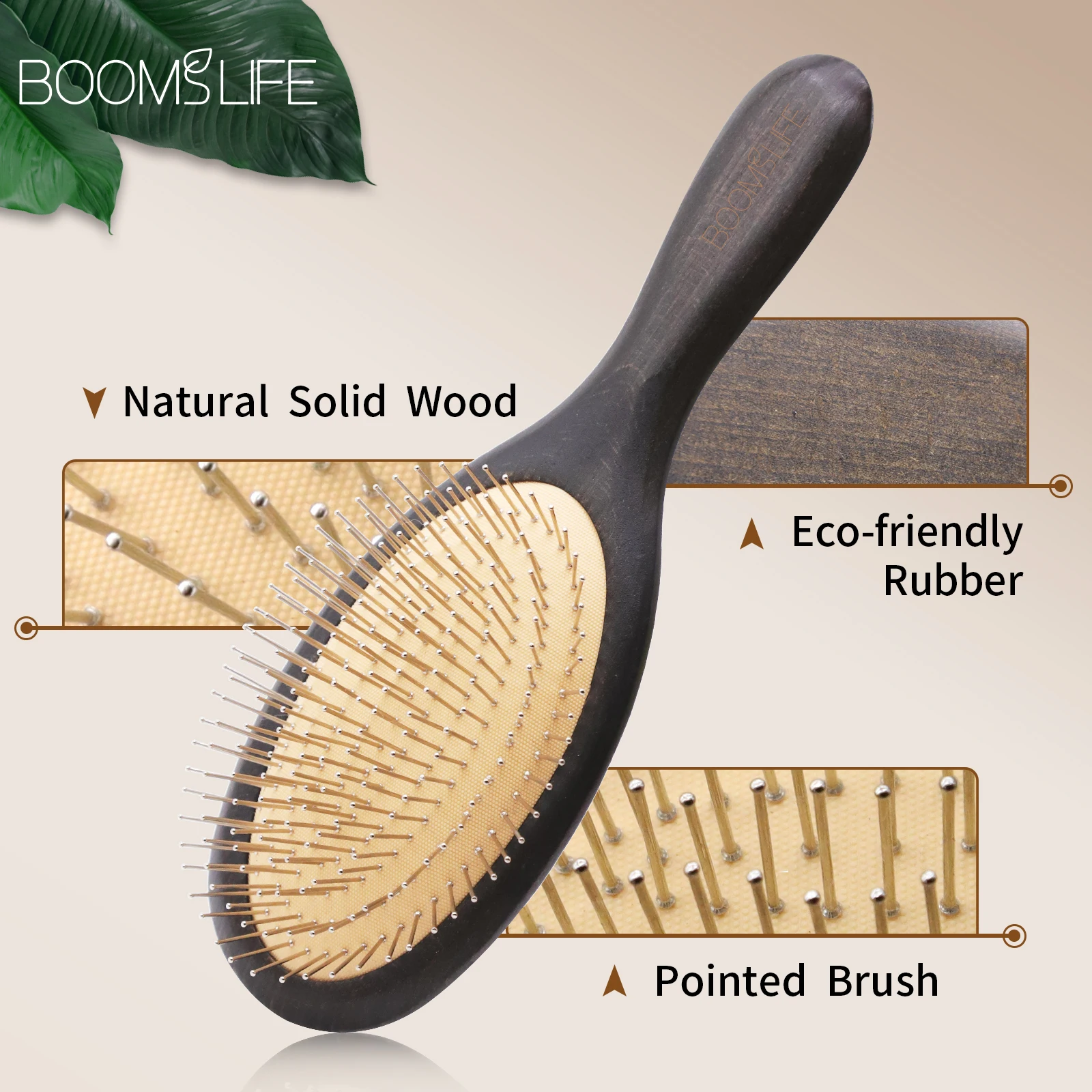 Stahl Haar Pinsel Individuelles Logo Holz Haar Pinsel Metall Edelstahl Pin Haarbürste Entwirren Haar Pinsel Kopf Kopfhaut Massage Kamm – Detail 9