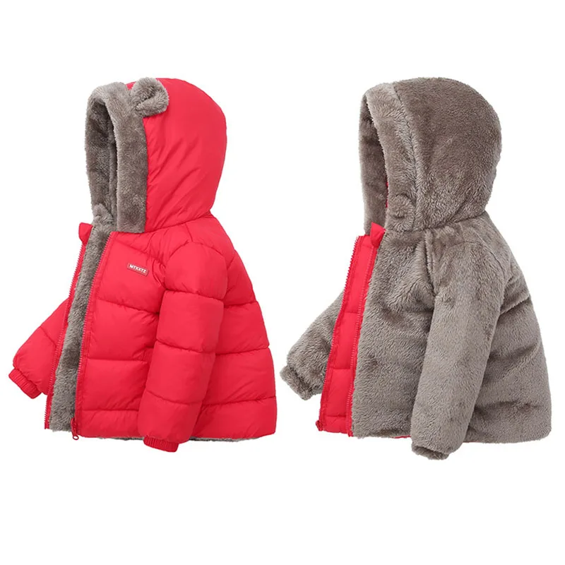 

Toddler Baby Winter Hooded Jacket Boys Girls Kids Cashmere Thicken Warm Winter Coat Outerwear Overalls 2-6T