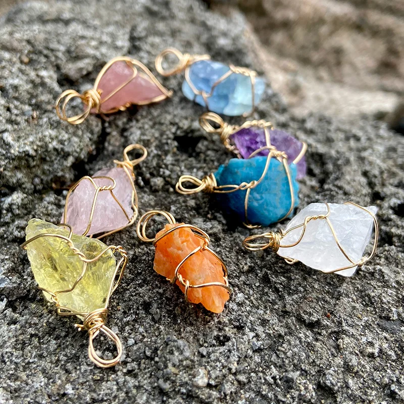 6pcs Natural Stone Pendants - Faceted Drop Shape Quartz Gemstone Charms For Jewelry Making