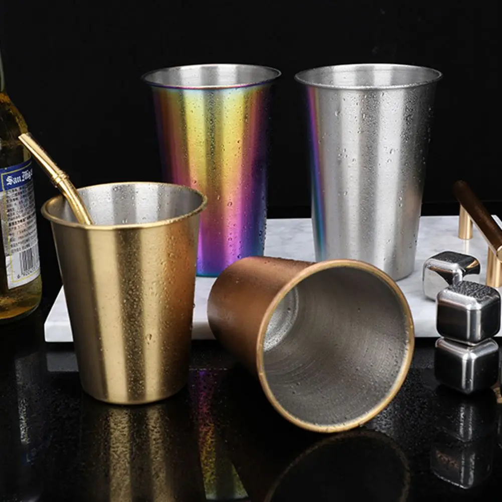 

Stainless Steel Beer Cup Tumbler Coffee Tea Milk Mugs Durable Kitchen Drinkware Premium Metal Cups for Camping Leisure Office