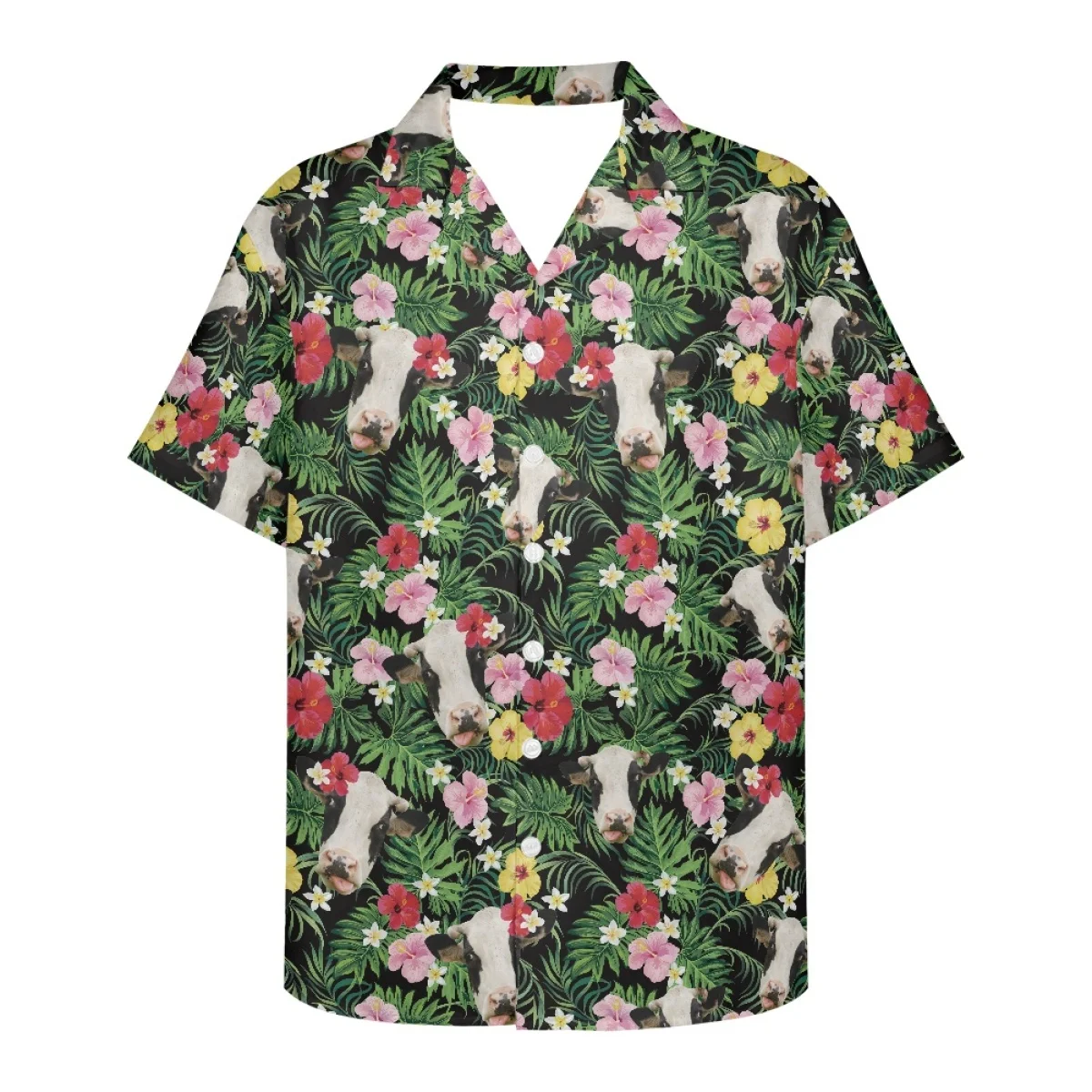 

Hycool Spring Flower Printed Men Shirts Short Sleeve Spread Collar Suitable Summer Button Down Shirts for Men