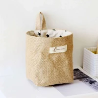 1PC Jute Cotton Linen Storage Bag Home Hanging Pocket Small Sack Sundries Organizer Cosmetic Storage Baskets Box 5