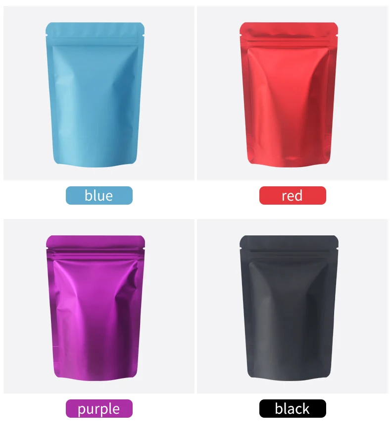 100 stücke Küche Lagerung Kaffee Lebensmittel Reißverschluss Mylar Taschen Feuchtigkeit-beweis Vertikale Kunststoff Taschen Matte Aluminium Zipper Dichtung Taschen – Detail 7