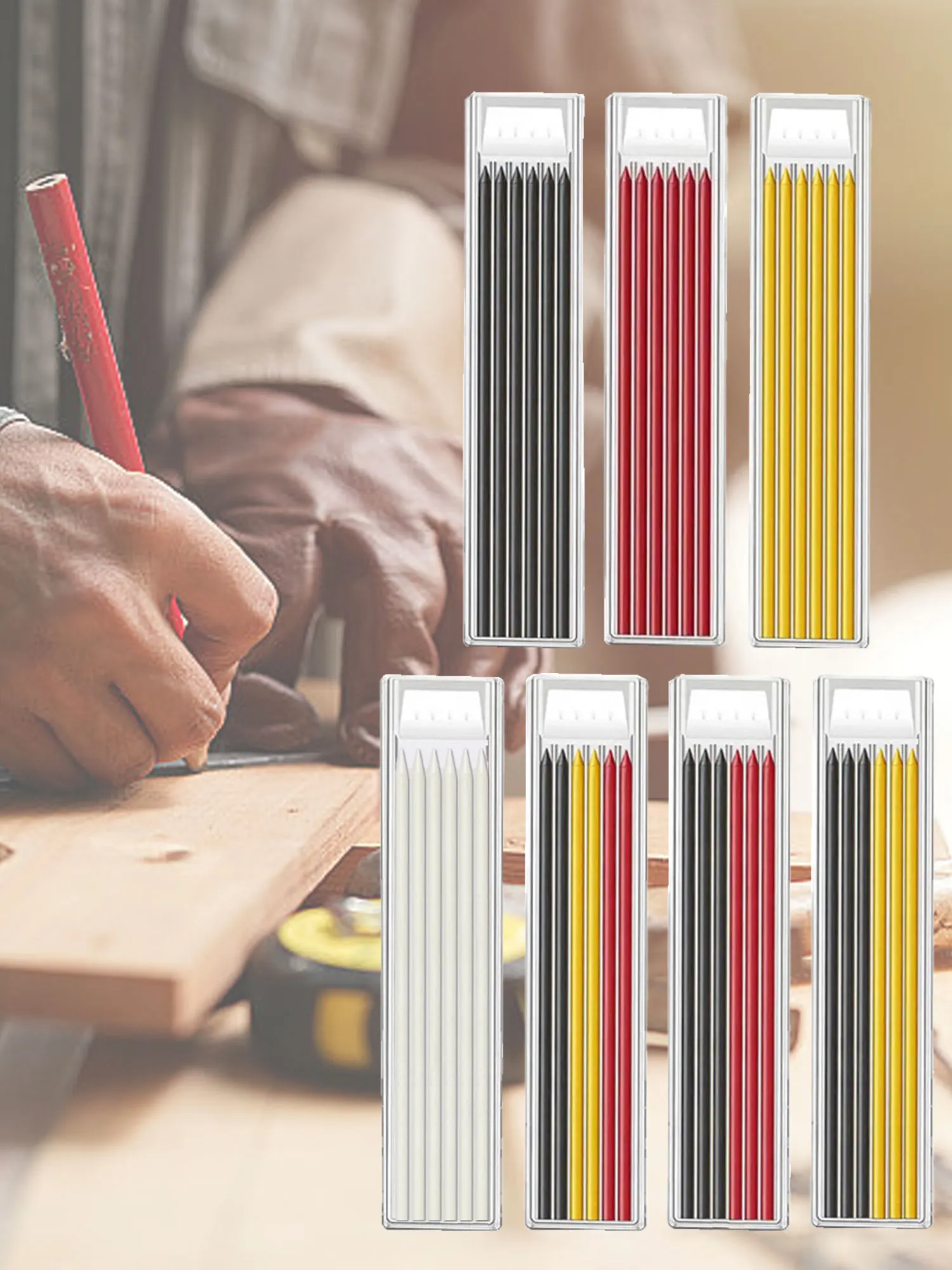 36 Mine Per Matita Da Falegname - Grafite 2.8mm X 120mm, Per Lavorazione Legno E Segnatura - Foto 3