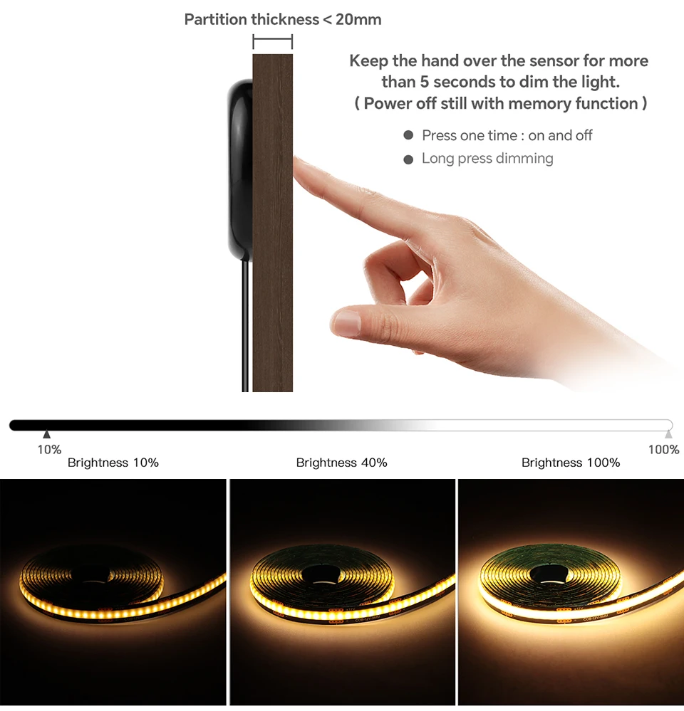 1-6PCS New Arrival Black PCB FCOB LED Strip Light Sf7ca042656f944bb8ca06df4c6aa7b451