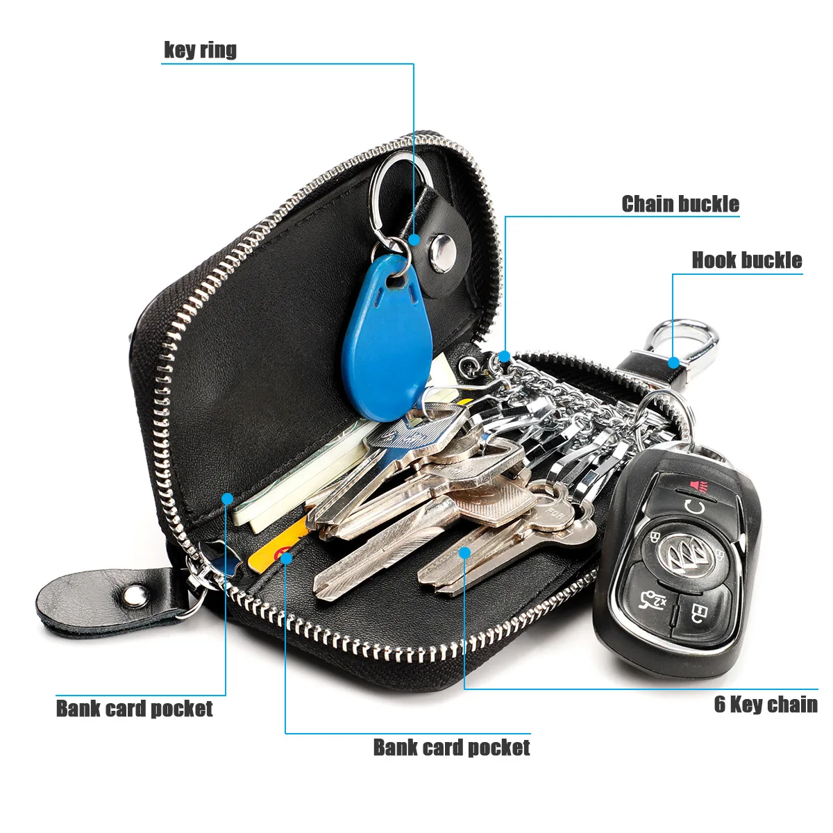 Key Holder Genuine Leather Key Holder Wallet Unisex Key Bag Multifunction Organizer Smart Housekeeper Car Small Keys Pouch key case,key holder,key organizer,key purse