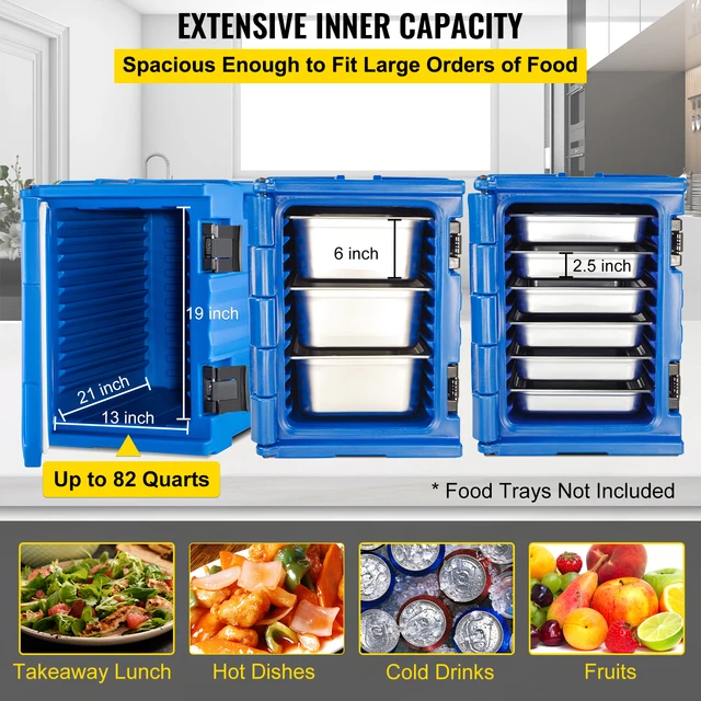 Vevor l l insulated food pan carrier food delivery container wheeled front load catering box outdoor
