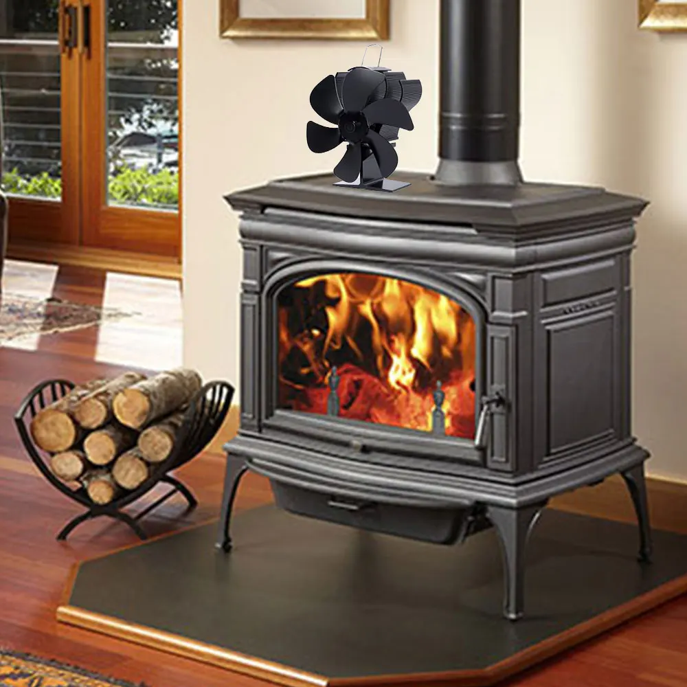 Black Fireplace Fan With 6 Blades Heat-powered Stove Fan No Battery or  Electricity Required Log Wood Burner Eco Quiet Fan - AliExpress