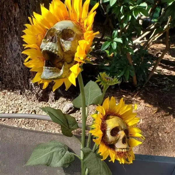 Creepy Skull Sunflower Flowers Skull Festival Art Craft Garden Decoration Simulation Flower Ornaments Halloween Decorations