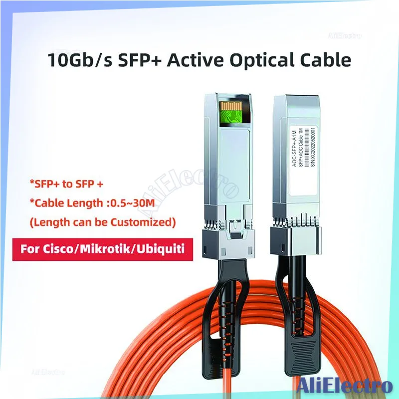 Кабель AOC OM2 3/5/7/10/20 м, 10 ГБ, активный Оптический SFP-кабель ASE (AOC) для Cisco,Mikrotik,Ubiquiti и т. д., волоконно-оптический коммутатор