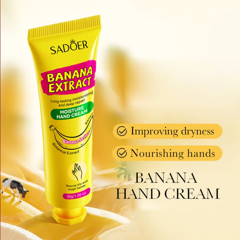 3/5pcs SADOER Banana Hand Cream Anti-Drying Crack Moisturizing Brightening Repairing Hand Creams For Hands Skin Care