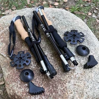 2 PCS 5-Section Outdoor Fold Trekking Pole Cane Camping Portable Walking Hiking Stick For Nordic 등산스틱 Climbing Stick Into Bag 1