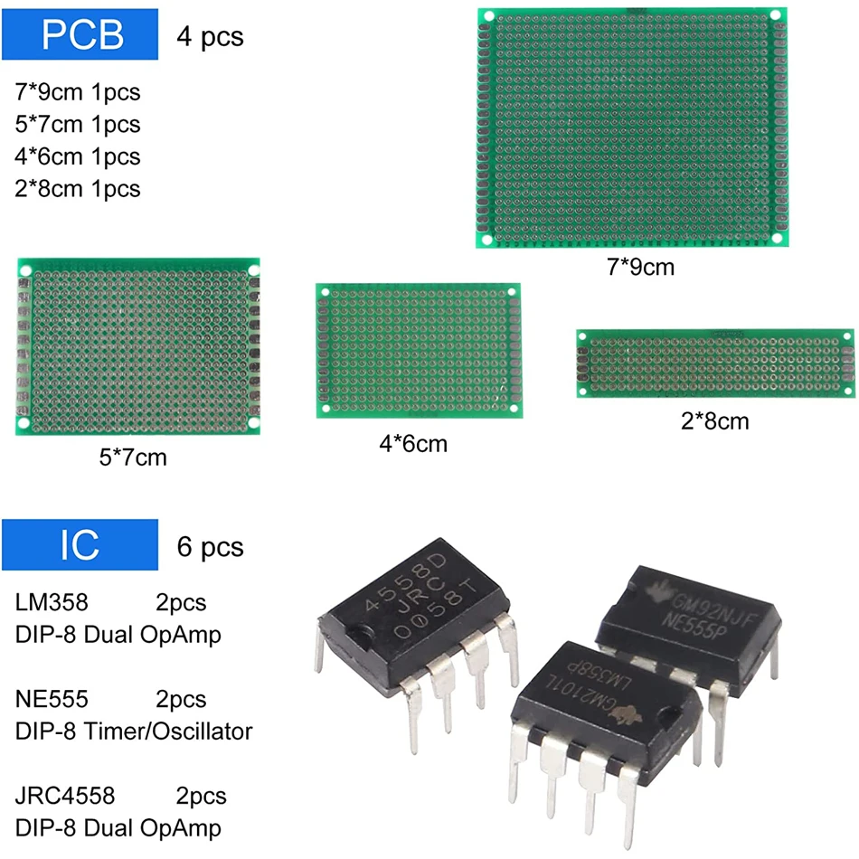 Mega Electronic Component Kit Assortment, Capacitors, Resistors, LED,  Transistors, Diodes, 1n270 Germanium, DC Jacks, opamp, PCB, Speaker, 1900  pcs