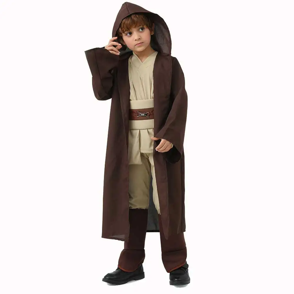 

Jedi Costume Kids OBI Wan Kenobi Hooded Robe with Belt Child Halloween Cosplay Costume