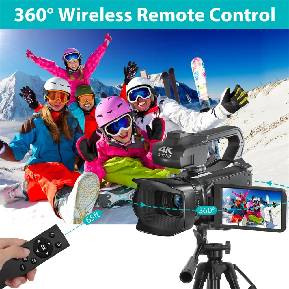 

4K Video Recorder Camera 64MP Camcorder for Youtube Stream Rotate 4.0Inch Touch Screen Professional Digital Camera