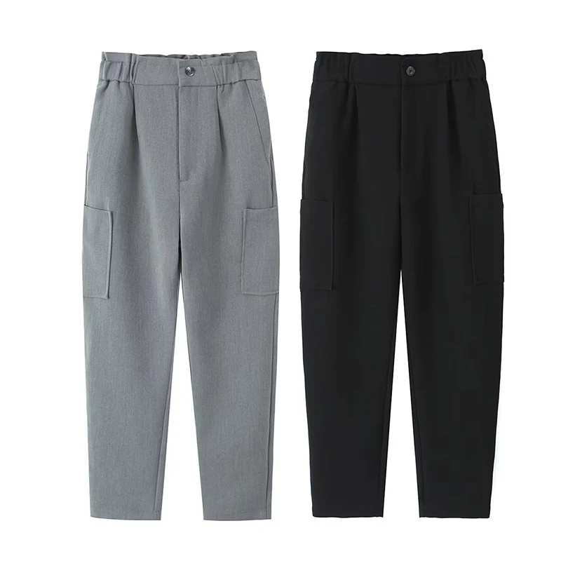 

Брюки женские прямые офисные с карманами, на осень, Y2K