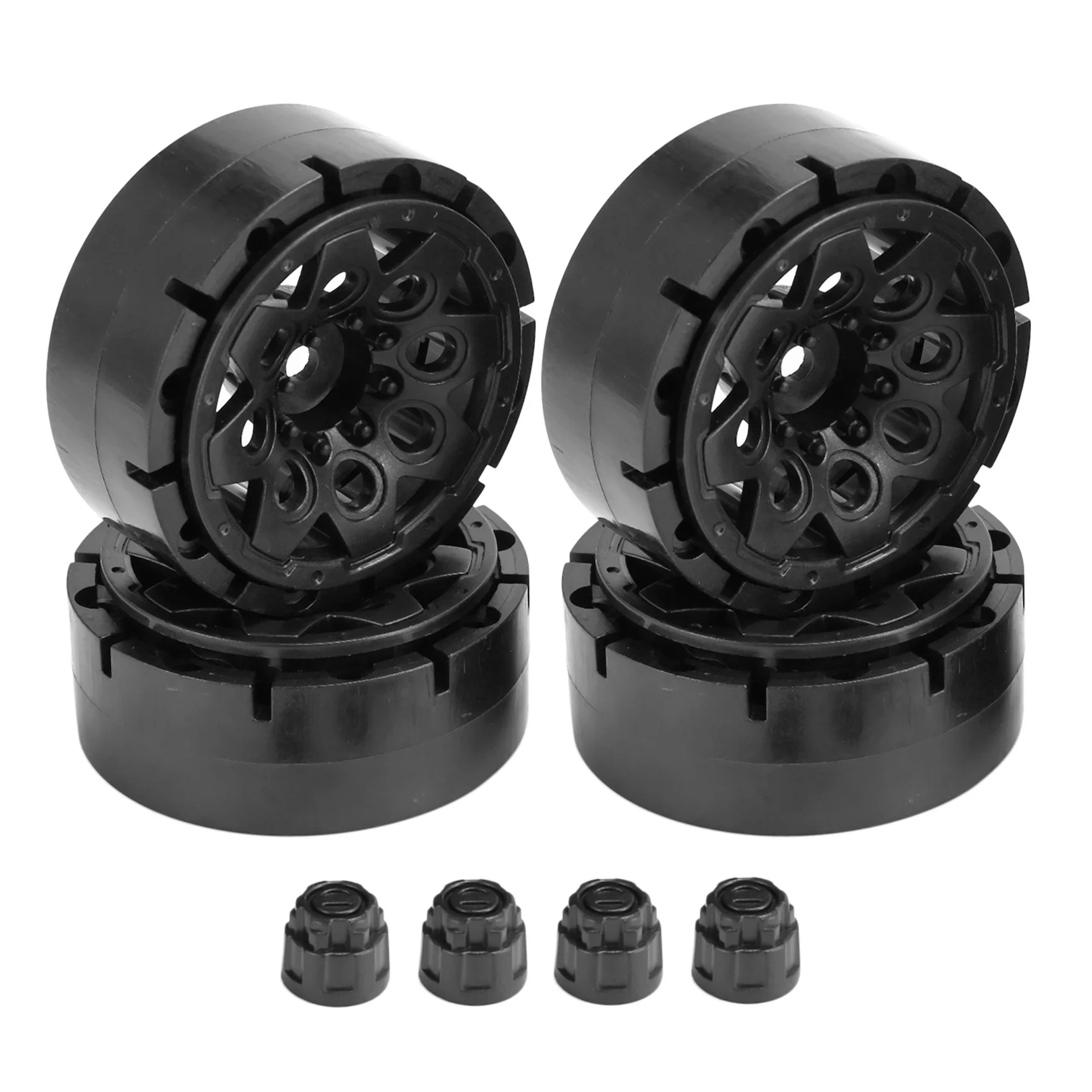 SWX 2.2 Inch Beadlock Wheel Rims For 1/10 RC Crawler Cars - 4pcs Black Upgrade Parts