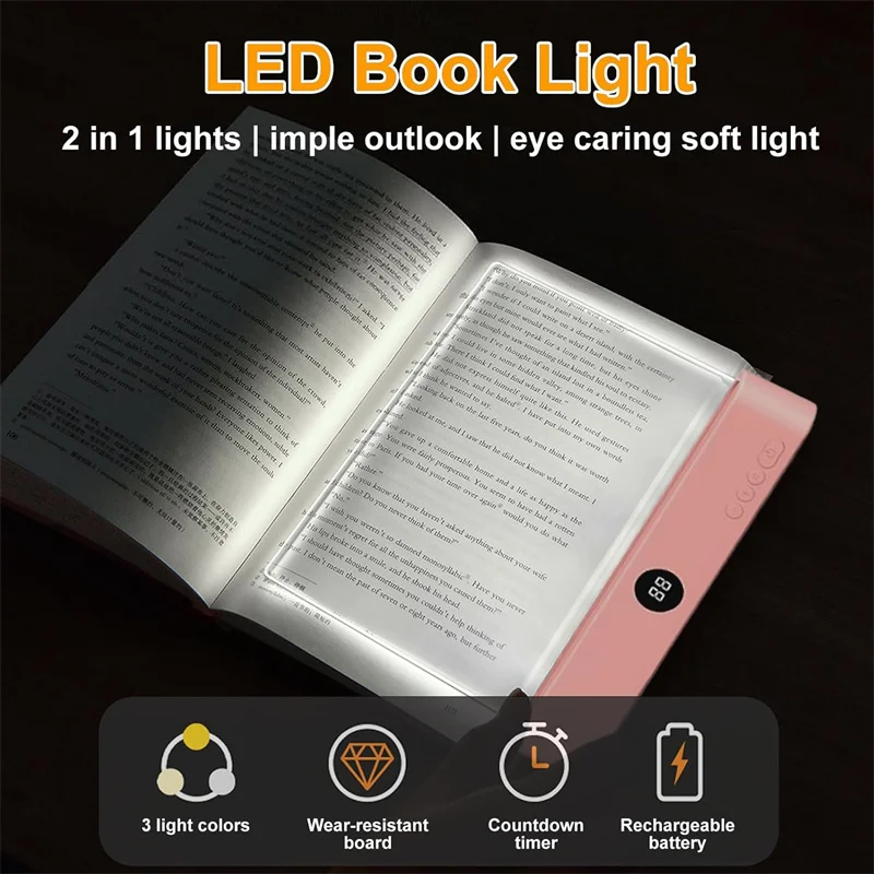 Rechargeable Dimmable LED Reading Light with Smart Bookmark Functionality