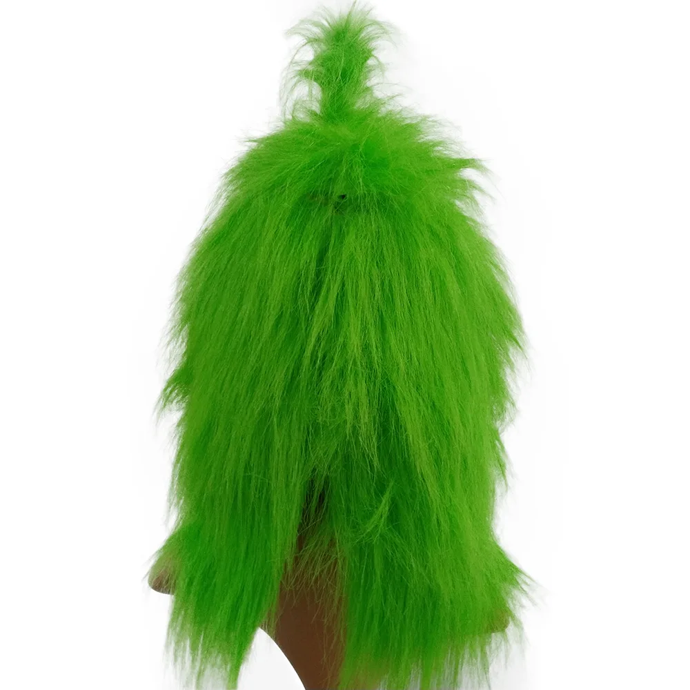 Cute How Christmas Green Haired Cosplay Mask Latex Halloween XMAS Full Head Latex Mask Cosplay Costume Props