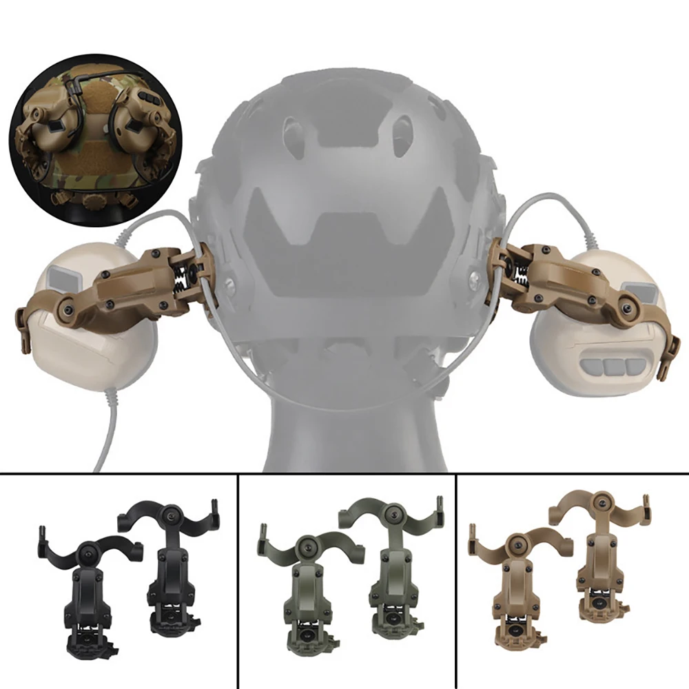 Shooting headset bracket kit multi angle rotation helmet rail adapter