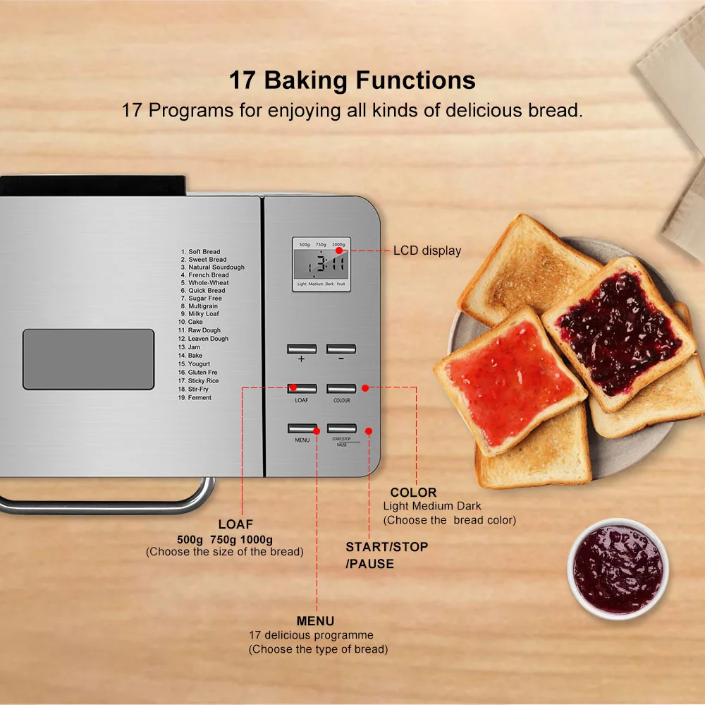 The Best-selling High-quality Bread Machine with LED Display Screen Is an Electric Household Automatic Bread Machine.