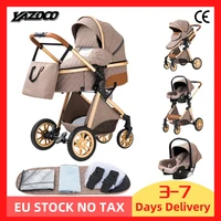 Le plus récent 3 en 1 bébé poussette Portable voyage landau pliant landaus cadre en aluminium haute paysage voiture pour nouveau-né bébé 1