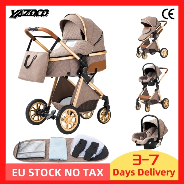 Le plus récent 3 en 1 bébé poussette Portable voyage landau pliant landaus cadre en aluminium haute paysage voiture pour nouveau-né bébé 1
