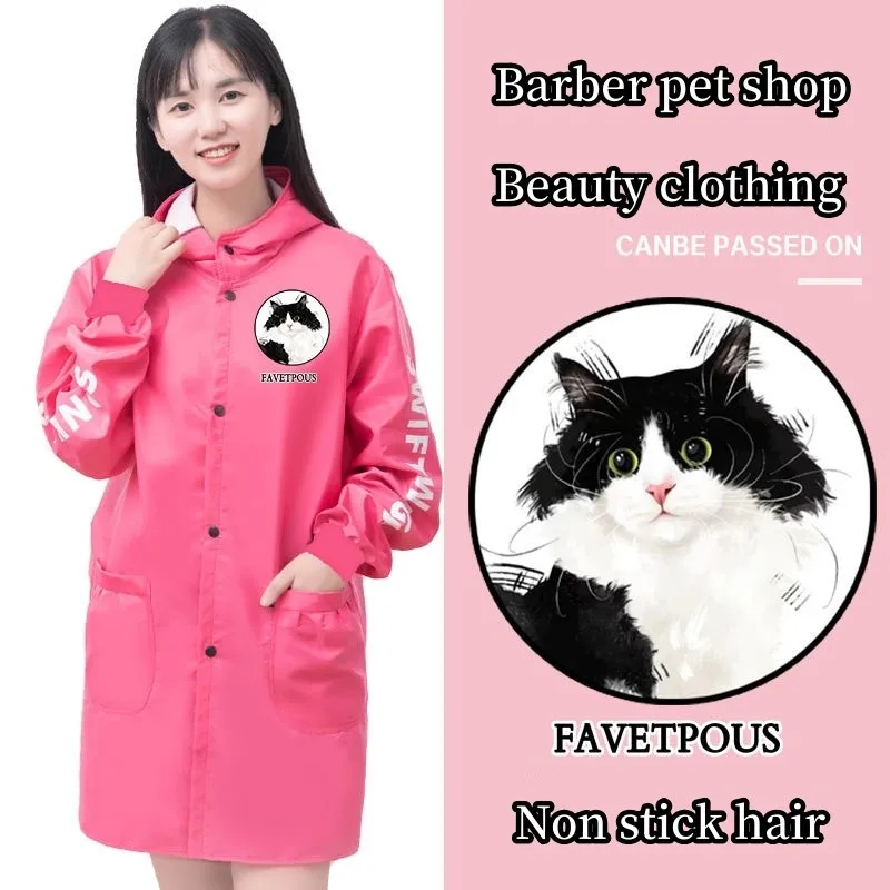 Pet Beautician Work Clothe Cat Dog Grooming Waterproof And Anti Fur Work Clothes Kitchen Oil Resistant Hair Cutting Shop ApronXL