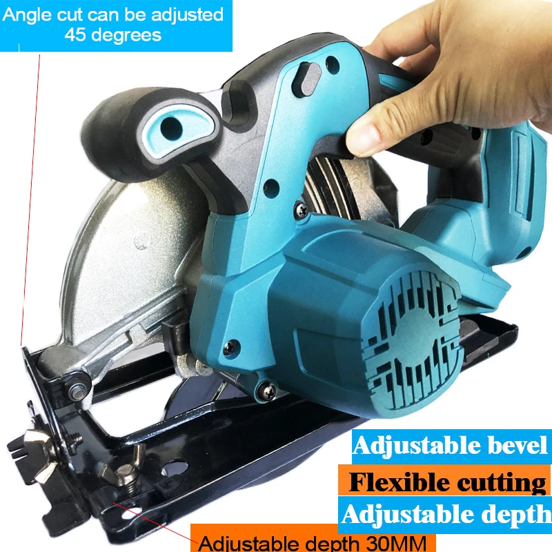 7Inch 180mm Brushless Electric Circular Saw 5000RPM Cordless Adjustable  Angle Multifunctional Cutting Tool For Makita 18VBattery