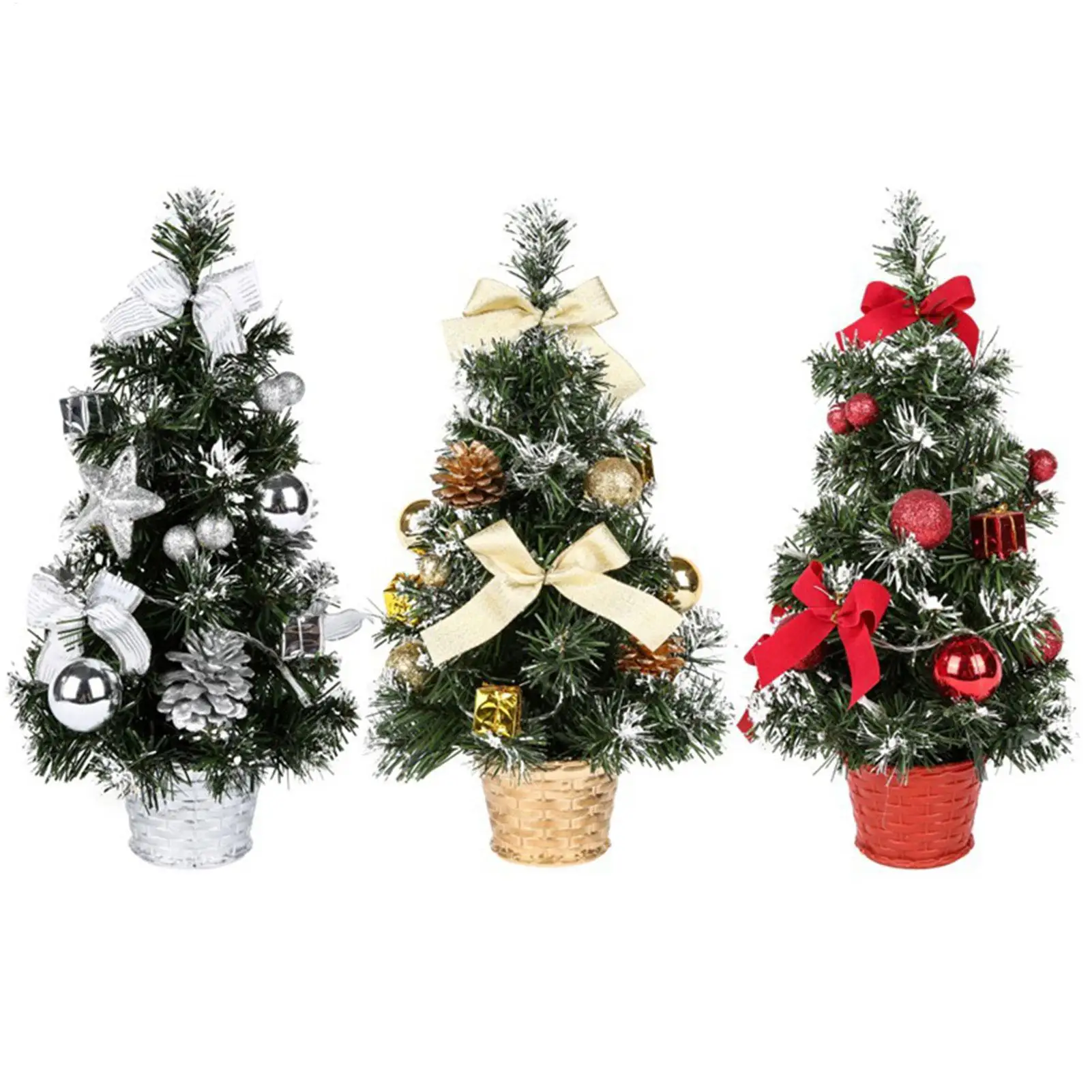40cm Tabletop LED Christmas Tree Small artificial Christmas tree Thick Snowy Frosted Artificial Christmas Tree With Pine Cones