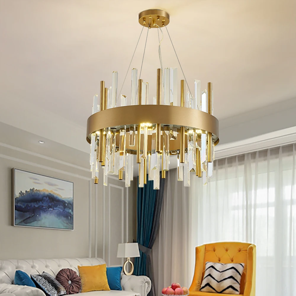 

Led Crystal Chandelier For Living Room Modern Home Decor Light Fixture Round Bedroom Hanging Lamp Luxury Gold Cristal Lustre