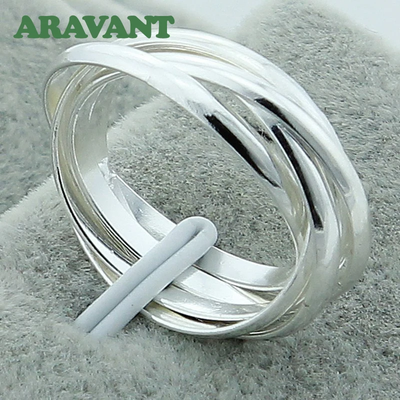 Aravant 9-Kreis-Dreifach-Ring-Armreif-Set aus 925er Silber für Herren und Damen, Modeschmuck – Detail 4