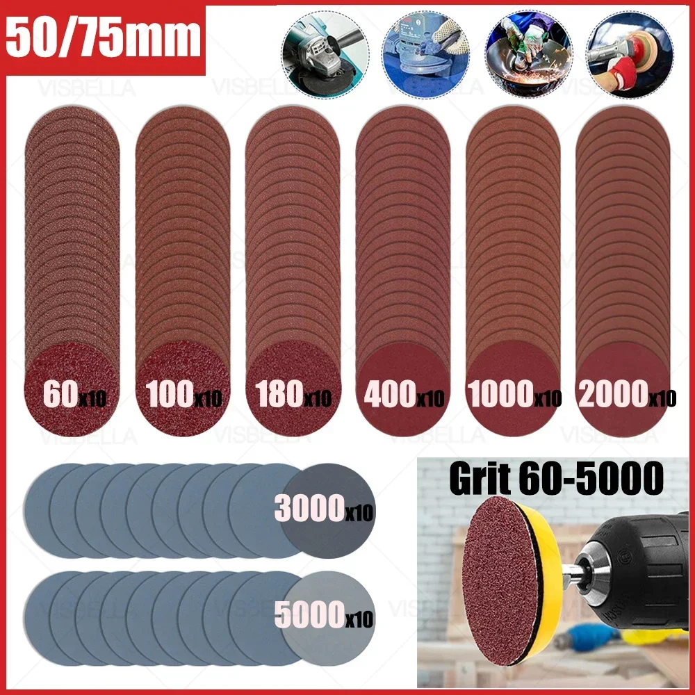 Sandpaper Round Shape Sanding Discs 10PCS Self-adhesive Abrasive Tools Wood Metal Car Wheel Polishing Kit 2/3inch Grit 60-5000 sanding discs mini sandpaper kit polish sand paper sandpaper tools sander pads sandpaper set