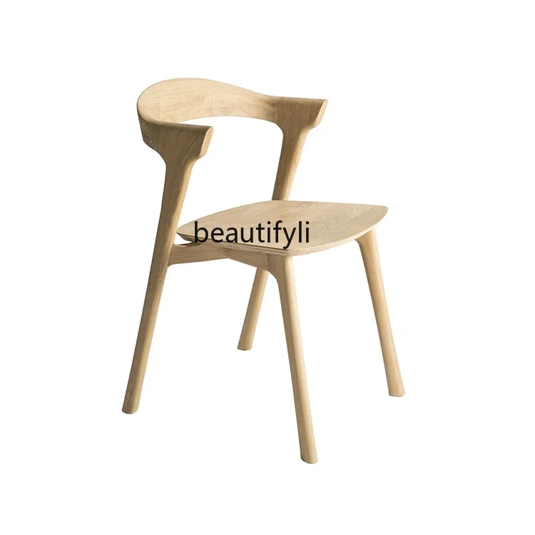 

Dining Chair Black Solid Wood Nordic Minimalist Style Living Room Home Backrest Stool Light Luxury Chair