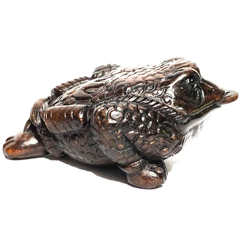 

Y6975 - 20 Years Old 2 inches Hand Carved Ebony Ironwood Netsuke Carving - 3-Leg Toad