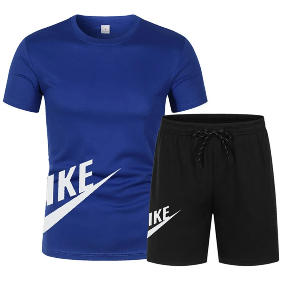 Summer Sports Men's Suit Running 3d Printed Top Casual T-shirt + Shorts 2-piece Jogging Breathable Quick-drying Clothing