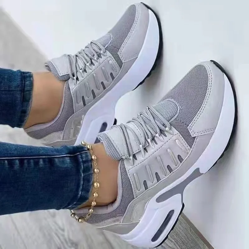 

Women Sneakers 2023 Fashion New Lace Up Wedge Heel Vulcanized Shoes Breathable Comfortable Sole Air Casual Shoes Zapatillas Muje